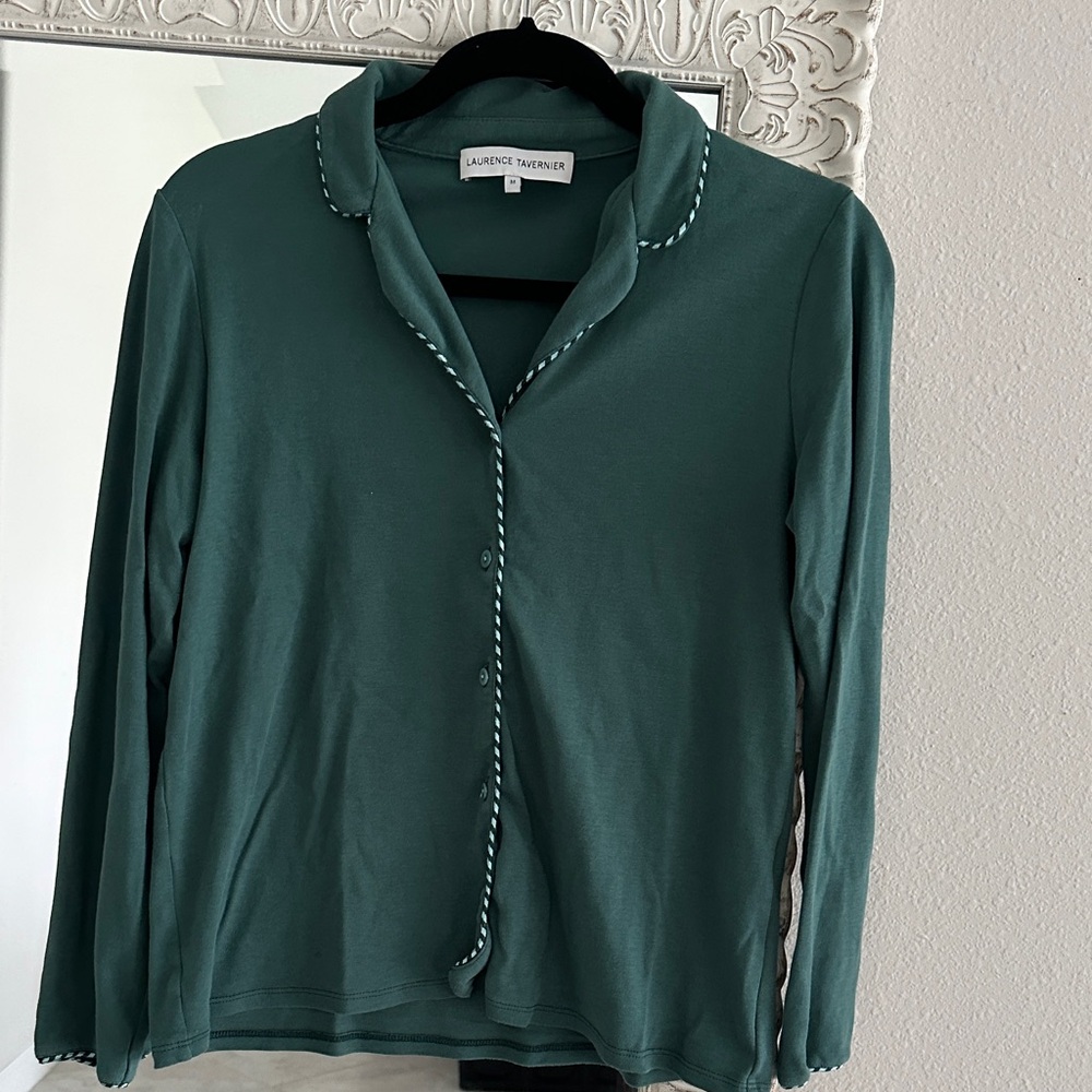 Laurence Tavernier Long-Sleeve Button Down Pajama Top